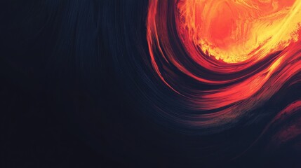 Abstract swirling energy with red and yellow hues on dark background