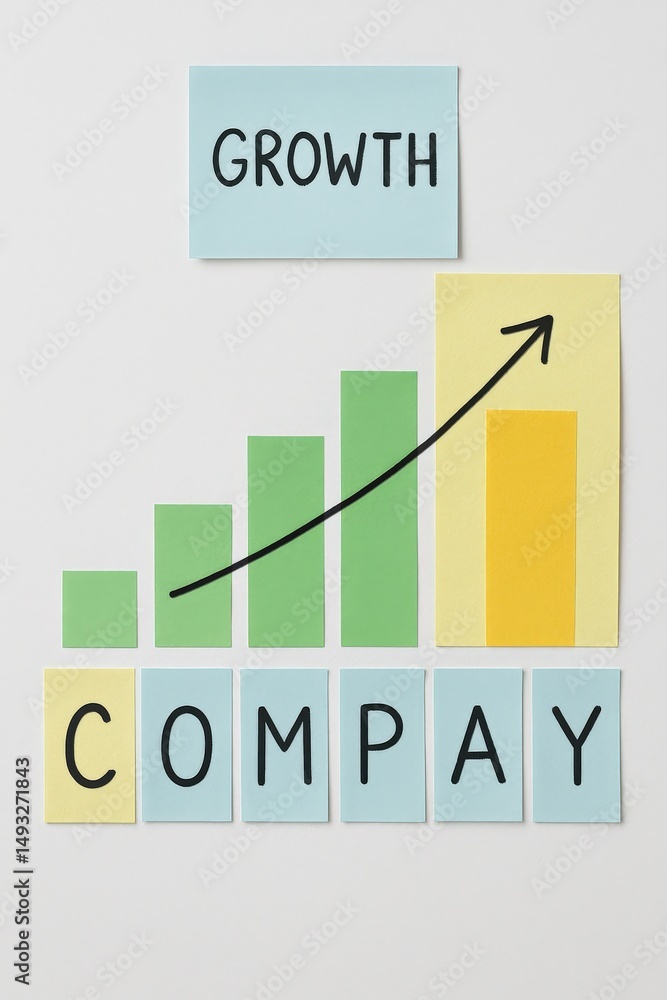 Poster corporation structure growth concept. visual representation of company growth with colorful graphs.