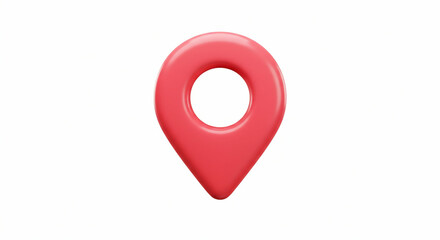 Glossy red location marker on white