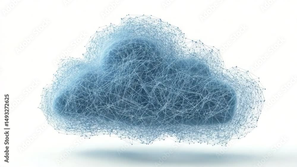 Poster cloud data in the digital age: a detailed and intricate 3d rendering of a cloud, intricately woven w