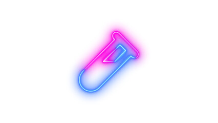 Neon vial icon glowing with transparent background