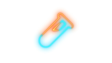 Neon vial icon glowing with transparent background