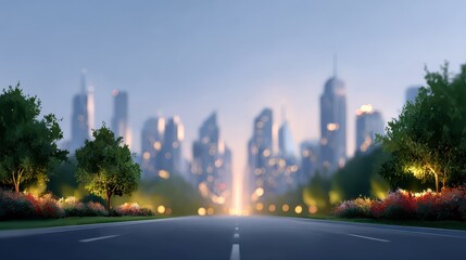 Naklejka premium City Night View and Road