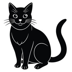 Adobe IllustraOutline muzzle of cute cat-vector lettering and illustration in doodle style, isolated. Funny icon, clipart, design element, decoration for Halloween, greeting card, template tor Artwork