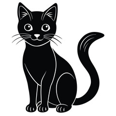 Adobe IllustraOutline muzzle of cute cat-vector lettering and illustration in doodle style, isolated. Funny icon, clipart, design element, decoration for Halloween, greeting card, template tor Artwork