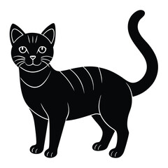 Adobe IllustraOutline muzzle of cute cat-vector lettering and illustration in doodle style, isolated. Funny icon, clipart, design element, decoration for Halloween, greeting card, template tor Artwork