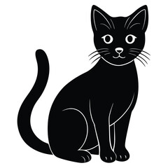 Adobe IllustraOutline muzzle of cute cat-vector lettering and illustration in doodle style, isolated. Funny icon, clipart, design element, decoration for Halloween, greeting card, template tor Artwork