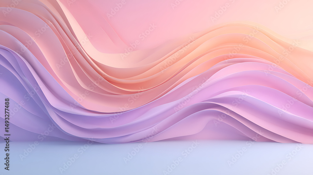 Poster abstract pink and purple wave-like shapes with gradient lighting. 3d rendering 97399296 2