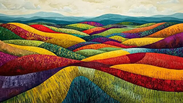 Vibrant Hillscape: A Symphony of Colors