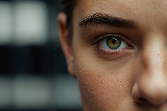 close up of a young woman looking at camera
