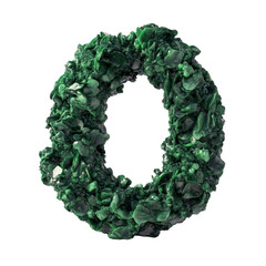 Close-up of a green textured made of organic mineral or crystal material with intricate surface details