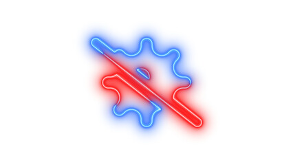 Neon virus-slash icon glowing with transparent background