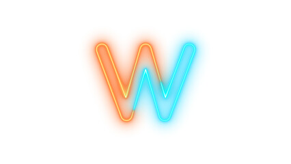 Obraz premium Neon w icon glowing with transparent background