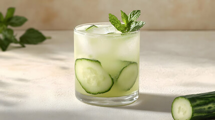 Refreshing Cucumber Cooler With Mint Garnish