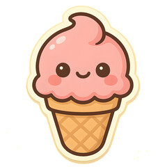 Ice cream cartoon character sticker vector