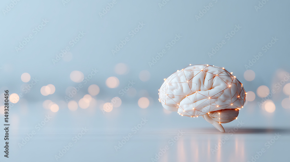 Poster digital brain with ai network connections on light grid background. 3d rendering 46819219 1