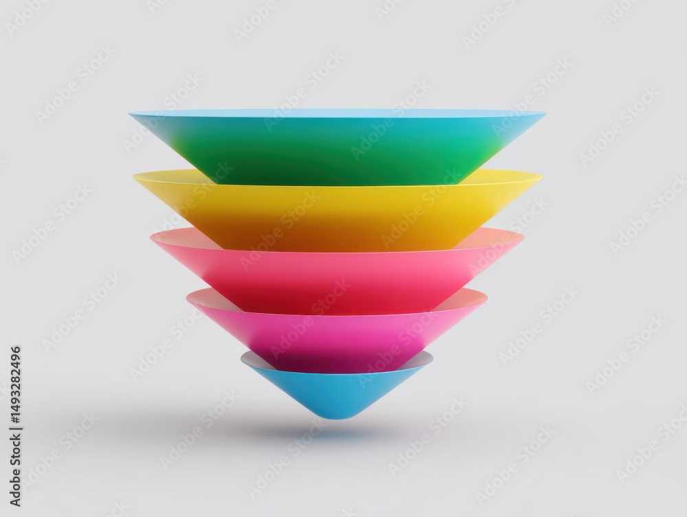Aufkleber stacked colorful cones on white background studio shot geometric arrangement abstract design visual 