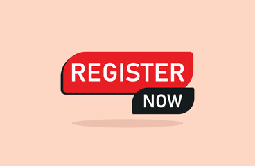 Modern Red and Black Call to Action Register Now Button, Editable Vector Web UI Element for Sign Up, Event Enrollment, Landing Page and Marketing Campaigns