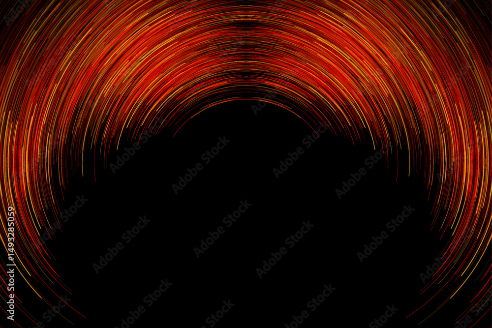 Poster Red orange circular futuristic minimalism: elegant tech minimal round lines. Concept geometric vector design