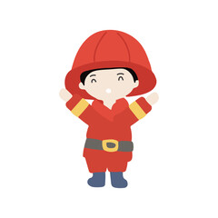 Kawaii fire fighter cartoon element stock. This is a fire fighter career vector consisting of male fire fighter