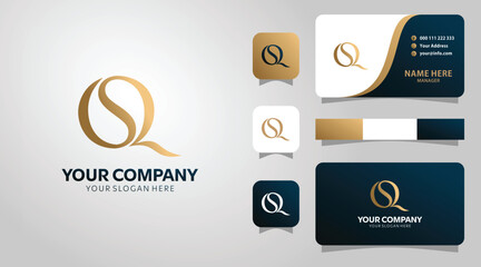 Elegant Gold SQ Monogram Logo Design for Business Branding