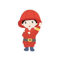 Kawaii fire fighter cartoon element stock. This is a fire fighter career vector consisting of male fire fighter