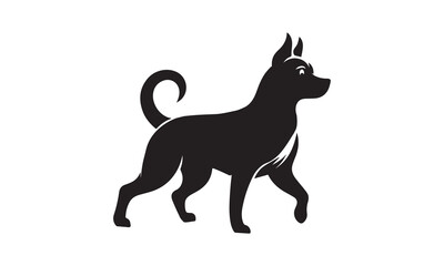 Obraz premium dog silhouette on white background. Vector illustration isolated on white. Silhouette simple. Animal Logotype concept.