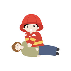 Kawaii fire fighter cartoon element stock. This is a fire fighter career vector consisting of male fire fighter