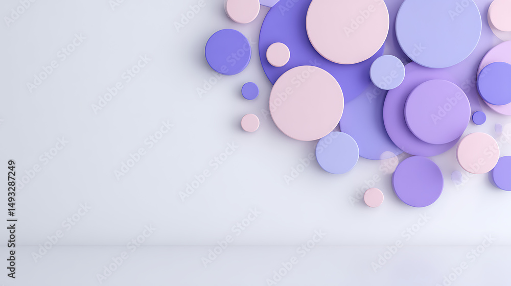 Poster abstract geometric shapes in neon purple on a white background in a circular pattern. concept of mod