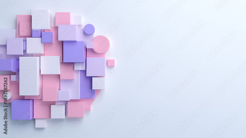 Aufkleber abstract geometric shapes in neon purple on a white background in a circular pattern. concept of mod