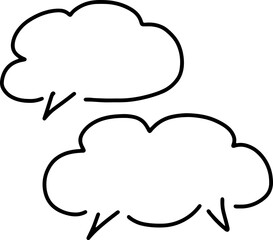 two empty dialogue thought bubbles drawn curves with black outlines, hand drawing