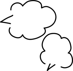 two simple thought bubbles drawn curves with black outlines, hand drawing