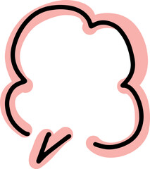 small vertical thought cloud drawn with black curved contours by hand with thick pink lines outlined along the contour