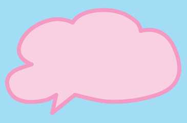 cute thought cloud discussion with thick pink outline with a bright blue background