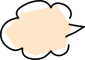 empty simple thought cloud drawn with black curved contours by hand with a pale pink polygonal fill