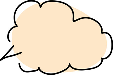 simple thought cloud drawn with black curved contours by hand with a pale pink fill of a round shape