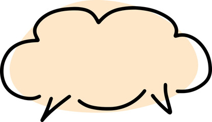 general horizontal thought cloud discussion drawn with black curved contours by hand with a pale pink fill of a round shape