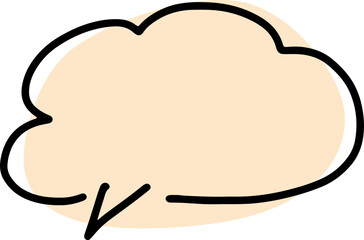 thought cloud discussion drawn with black curved contours by hand with a pale pink fill of a round shape