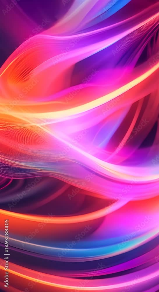 Poster colorful abstract flowing lines in motion illustrating vibrant energy and dynamic movement in a digi