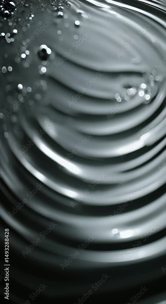 Poster close up of water surface with ripples and bubbles against a dark background capturing the serenity 