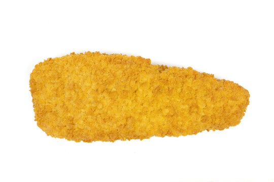 poisson pan&eacute;, en gros plan, isol&eacute; sur un fond blanc