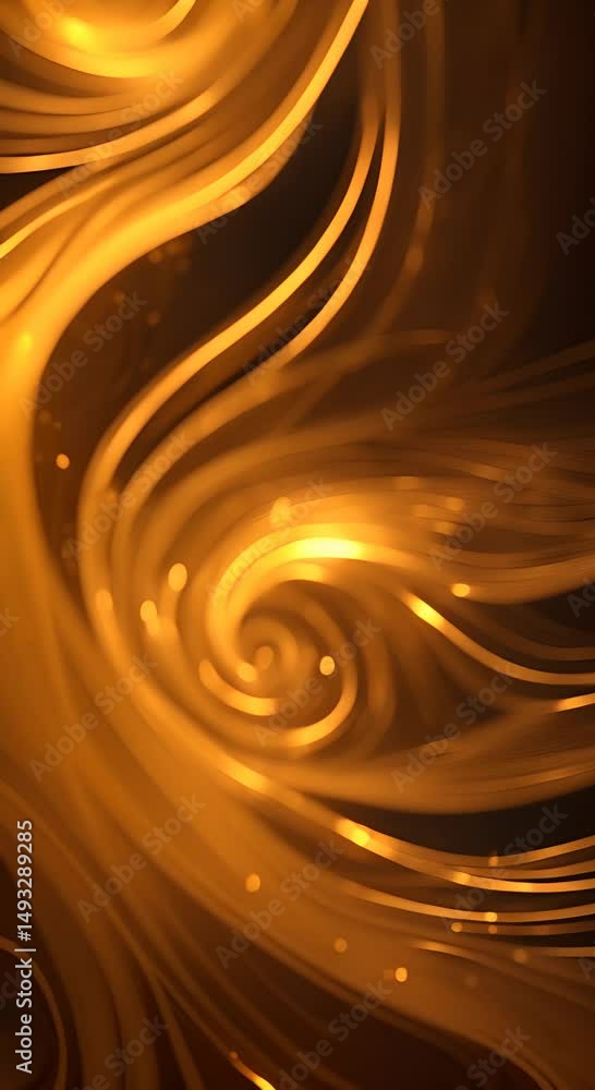 Poster abstract swirls of vibrant yellow and green light on a dark background creating dynamic patterns tha