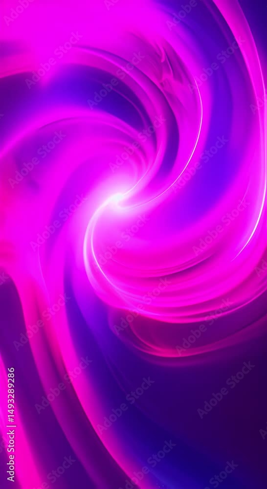 Poster abstract swirling vortex with dynamic neon colors featuring blue and pink arcs of light creating a m