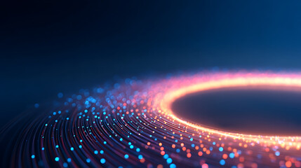 An abstract glowing light pattern against a dark backdrop, concept of futuristic technology. Generative AI 39052201 2