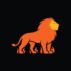 Golden Lion Standing on Flames Logo