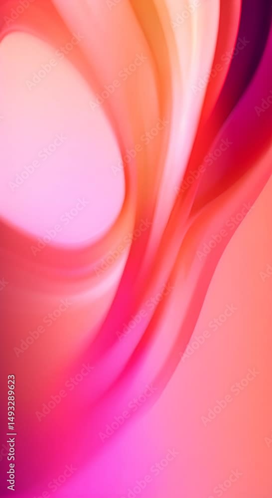 Poster abstract flow of colorful curves with smooth transitions in shades of pink red and orange for creati