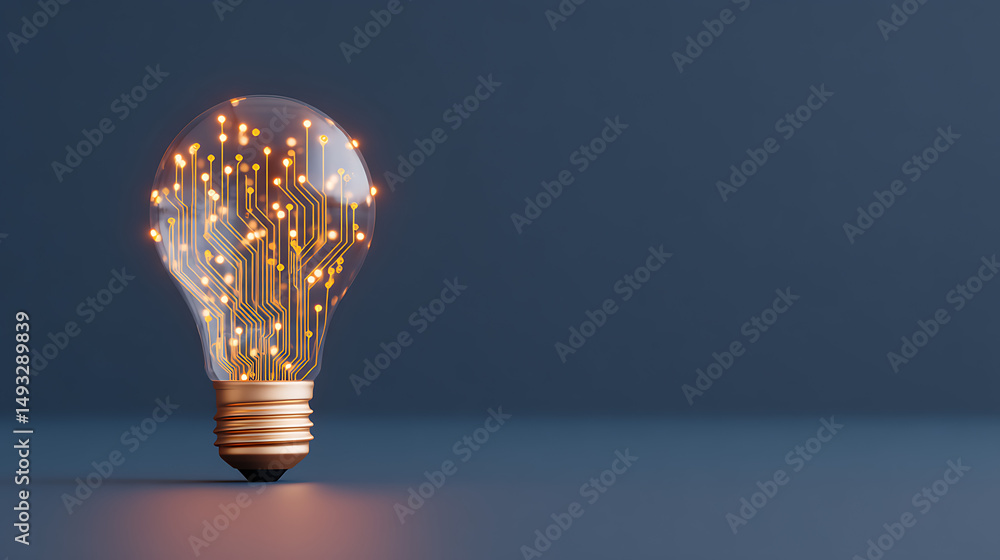 Poster light bulb with circuit design concept. 3d rendering 80299401 3