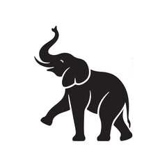  Elephant Silhouette with Raised Trunk