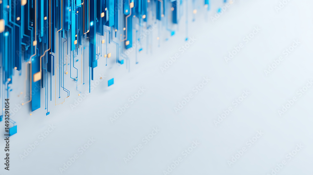 Poster abstract blue circuit lines on white background. 3d rendering 83090397 3