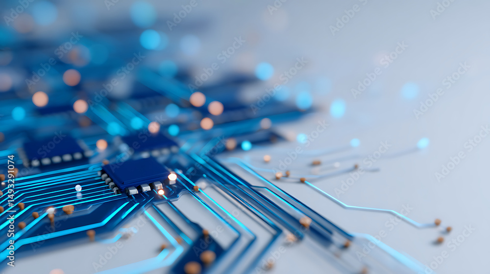 Poster abstract blue circuit lines on white background. 3d rendering 41847837 4